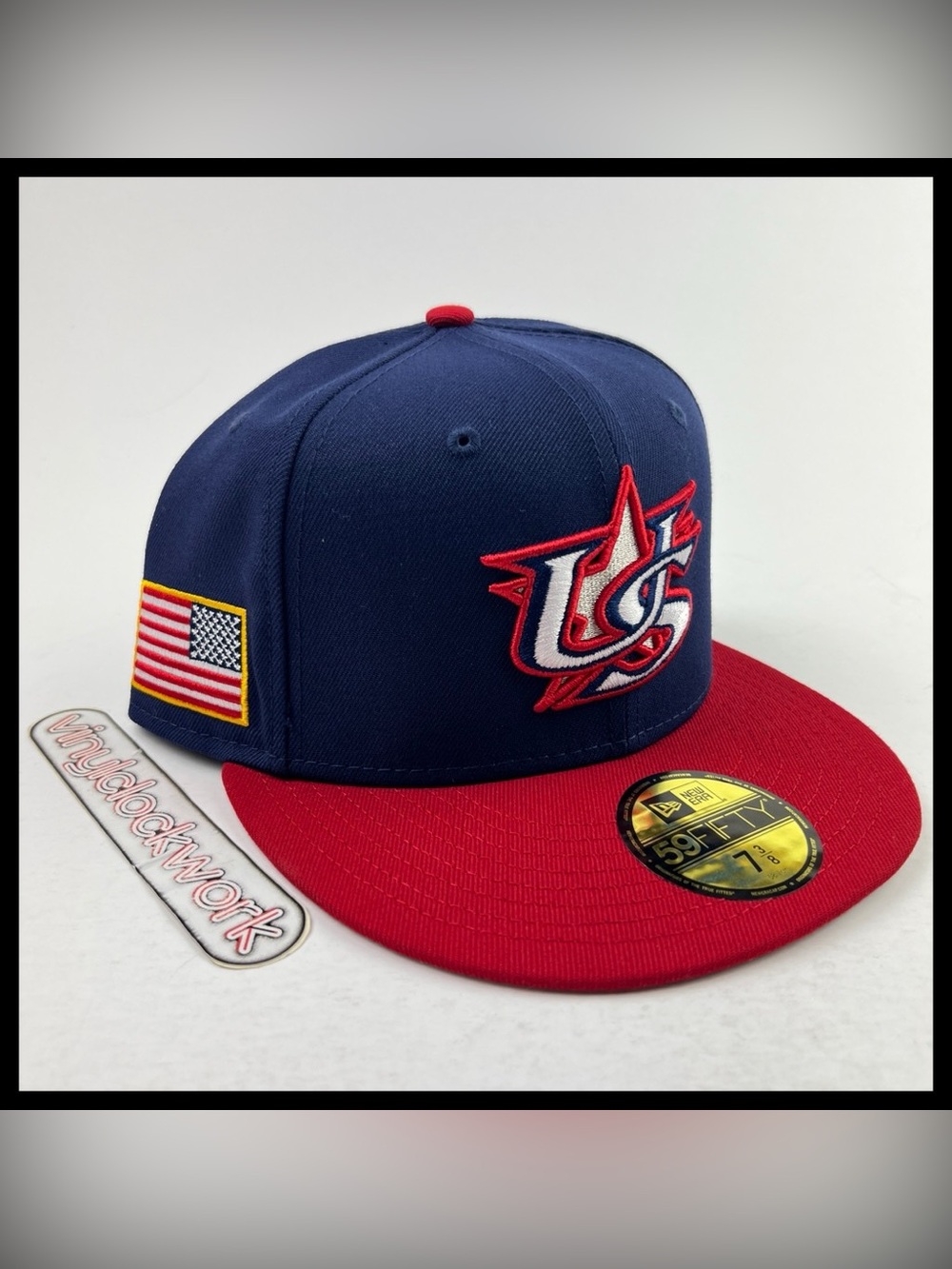 USA World Baseball Classic Fitted Hat New Era 59FIFTY Size 7 3/8 Blue Red New